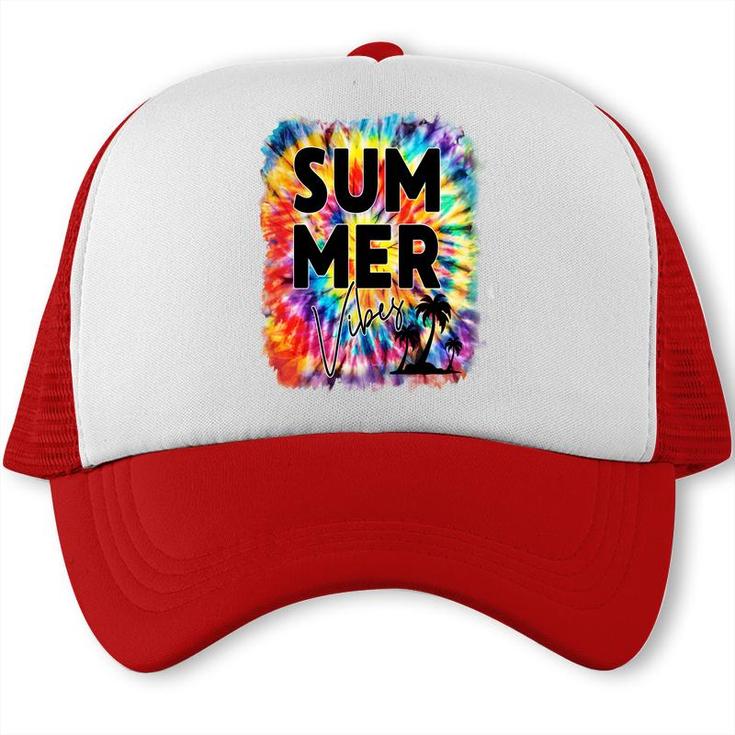 Colorful Summer Vibe For Everybody Retro Summer Beach Trucker Cap
