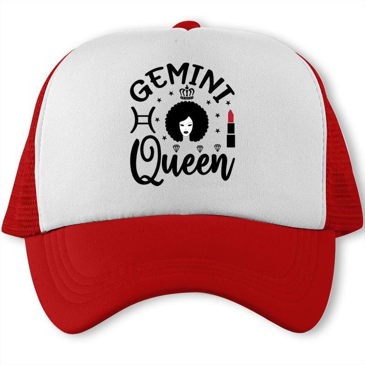 Gemini Girl Curly Hair Lipstick Decoration Birthday Trucker Cap