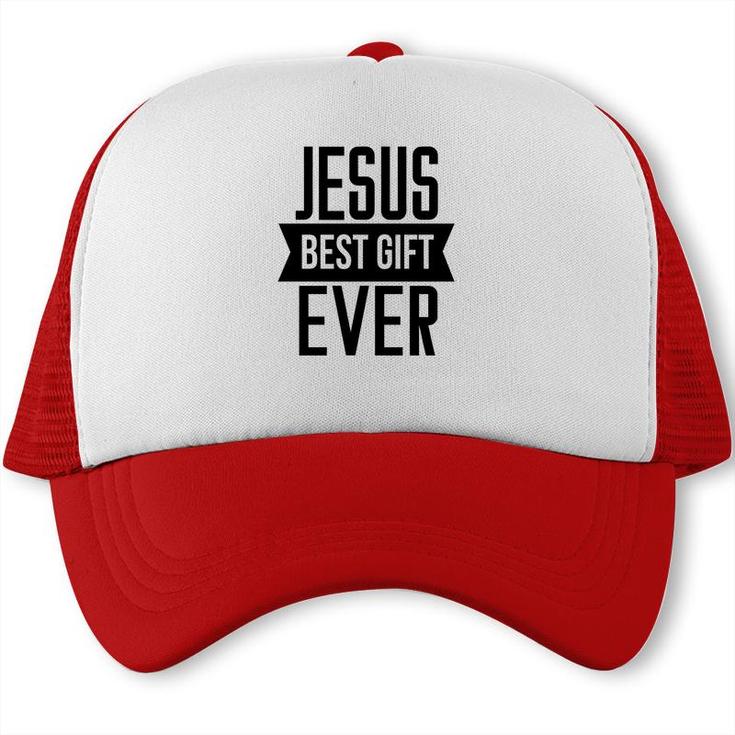Jesus Best Gift Ever Bible Verse Black Graphic Christian Trucker Cap