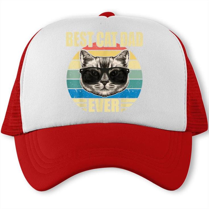 Mens Funny Vintage Cat Daddy  Fathers Day Best Cat Dad Ever  Trucker Cap