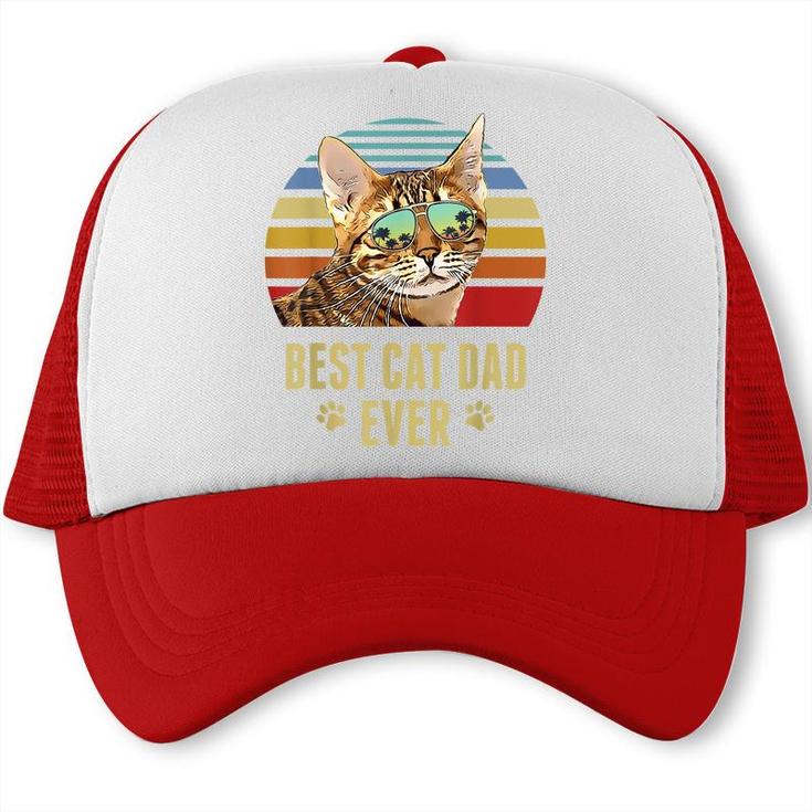 Ocicat Cat Best Cat Dad Ever Retro Beach Vibe  Trucker Cap