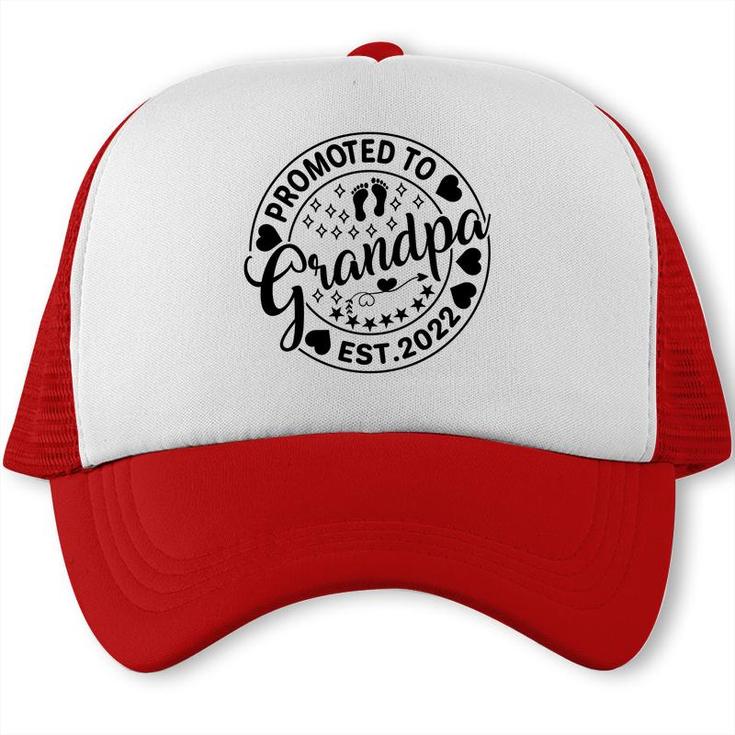 Promoted To Grandpa Est 2022 Circle Black Graphic Fathers Day Trucker Cap