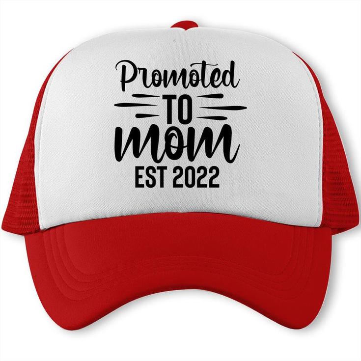 Promoted To Mom Est 2022 Full Black Baby Trucker Cap