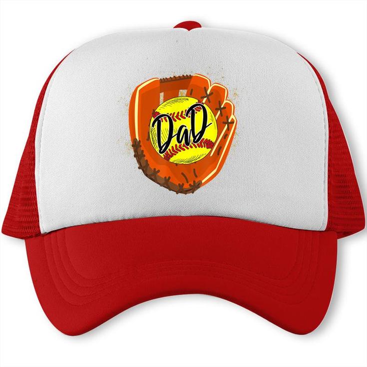 Softball Dad Glove Funny Fathers Day 2022 Cut Softball Dad  Trucker Cap