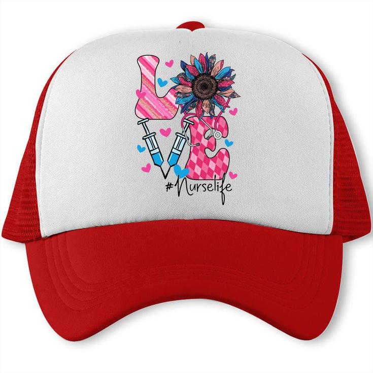 Sunflower Nurse Life Love Heart Job Title New 2022 Trucker Cap