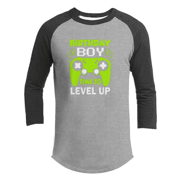 Artwork Boy Matching Video Gamer Time To Level Up Youth Raglan Shirt