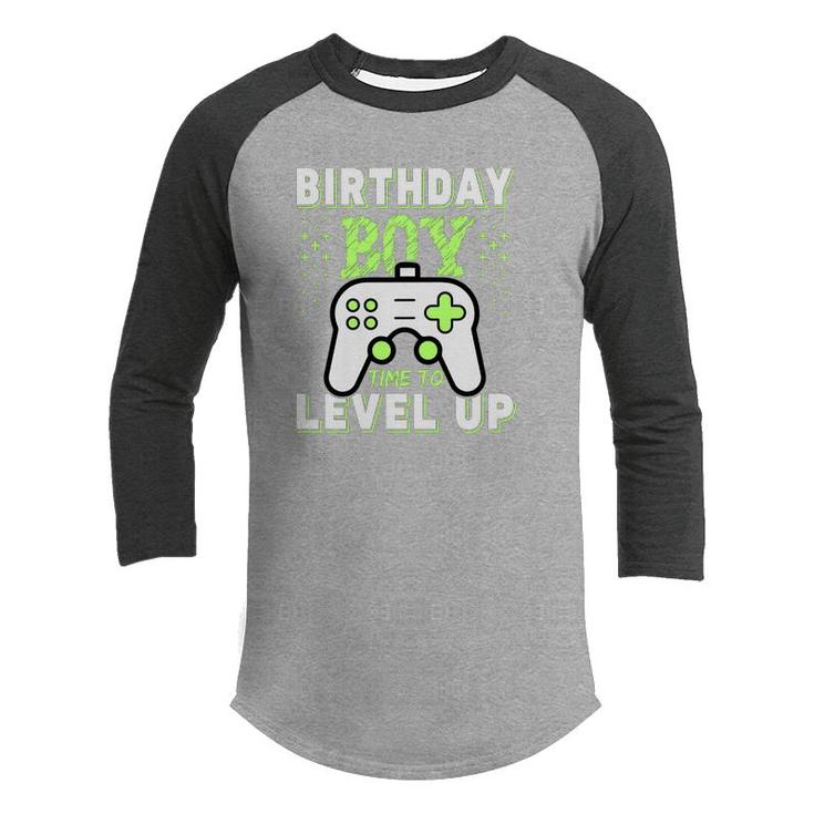 Design Birthday Boy Matching Video Gamer Time To Level Up Youth Raglan Shirt