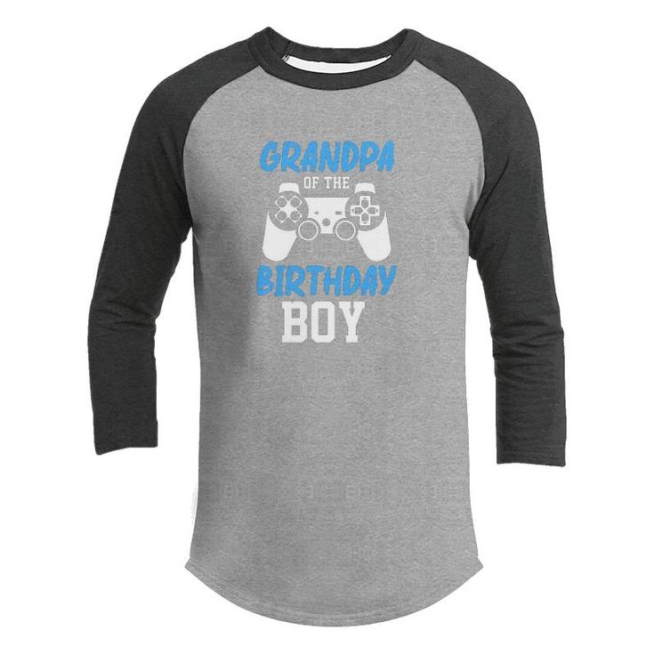 Grandpa Of The Birthday Boy Matching Video Gamer Blue Great Youth Raglan Shirt