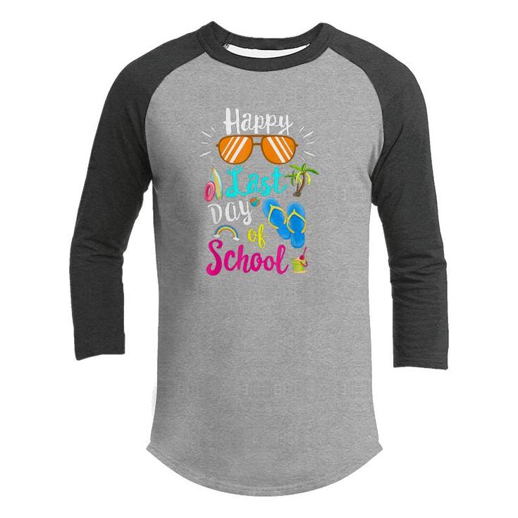 Happy Last Day Of School Funny Teacher Hello Summer Kids  Youth Raglan Shirt
