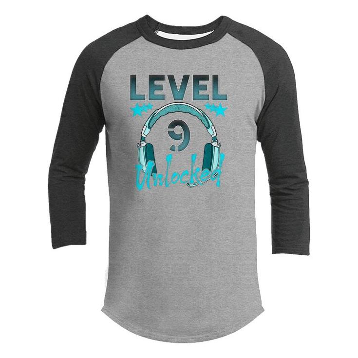 Kids Level 9 Unlocked Video Game 9Th Birthday Boy Girl Gamer   Youth Raglan Shirt