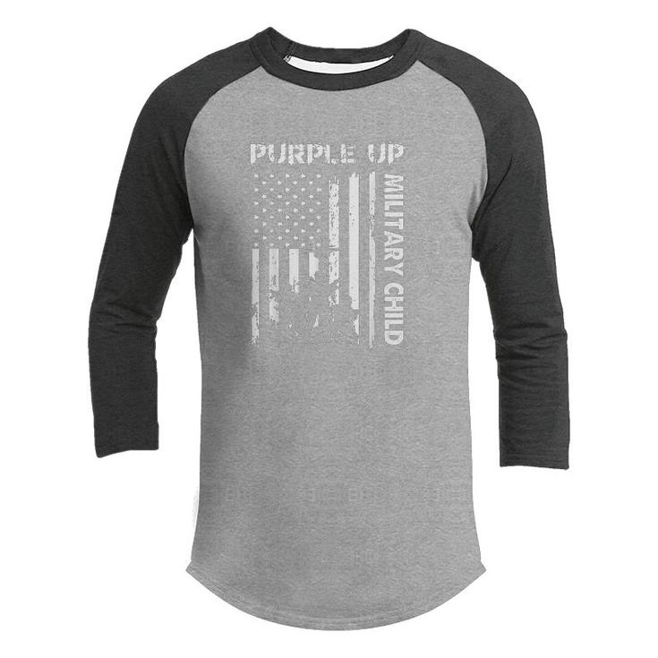 Purple Up For Military Kids Month Of Military Child Flag  Youth Raglan Shirt