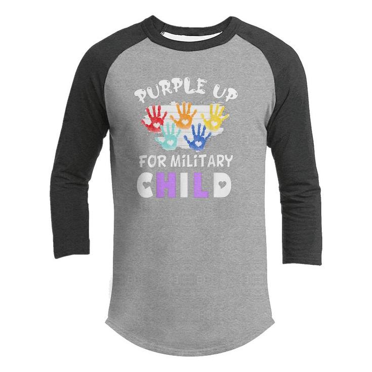 Purple Up For Military Kids Month Of The Military Child Hand  Youth Raglan Shirt