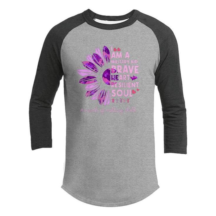 Purple Up For Military Kids Sunflower Military Child Month   Youth Raglan Shirt