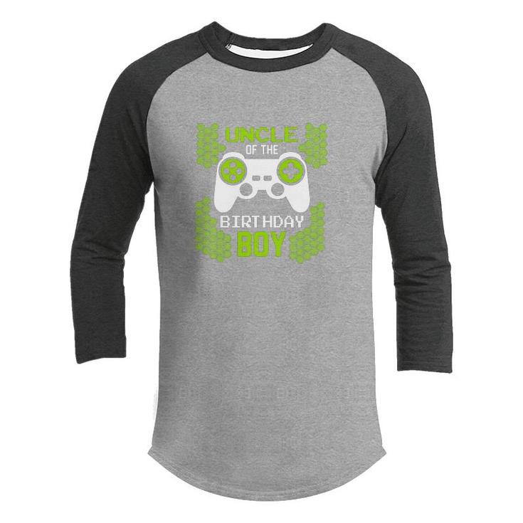 Uncle Of The Birthday Boy Matching Video Gamer Green Youth Raglan Shirt