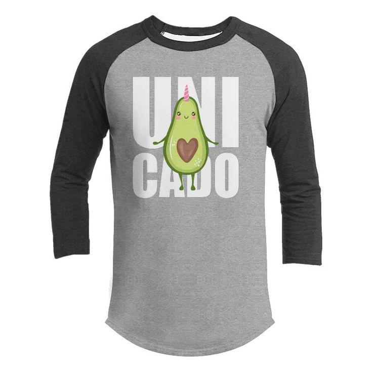 Unicado Funny Avocado Is Walking Happy Youth Raglan Shirt