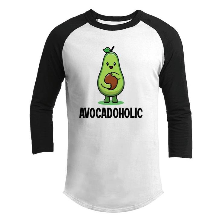 Funny Avocado Avocadoholic Hug A Small Ball  Youth Raglan Shirt
