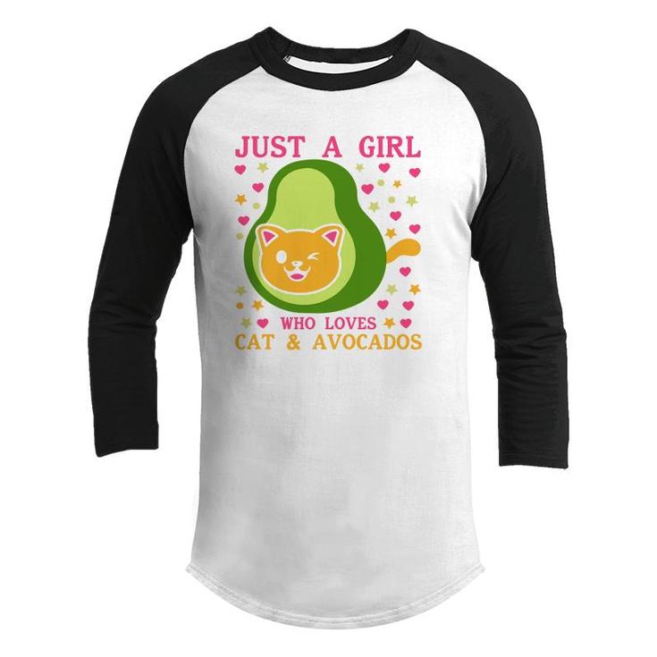 Just A Girl Who Lovers Cat And Avocados Funny Avocado Youth Raglan Shirt