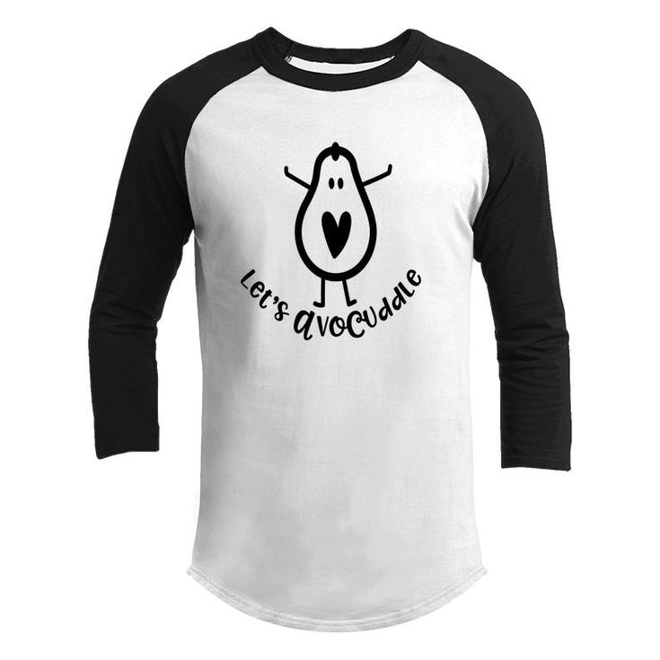 Lets Avocuddle Funny Avocado Black Graphics Youth Raglan Shirt