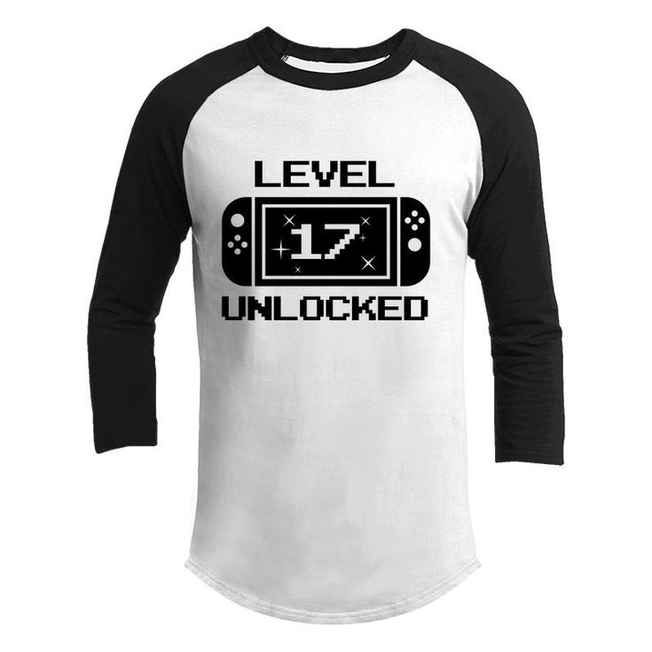 Level 17 Black Gamer 17Th Birthday Great Youth Raglan Shirt