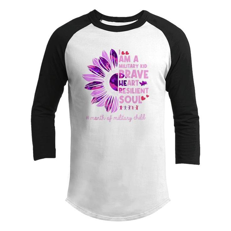 Purple Up For Military Kids Sunflower Military Child Month Youth Raglan Shirt