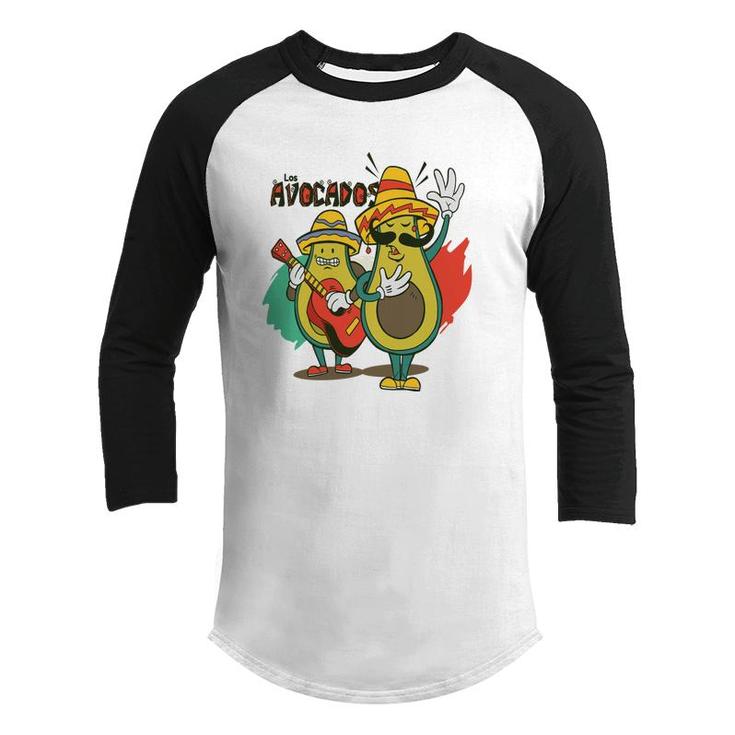 Recuso Funny Avocado Singing And Guitaring Youth Raglan Shirt