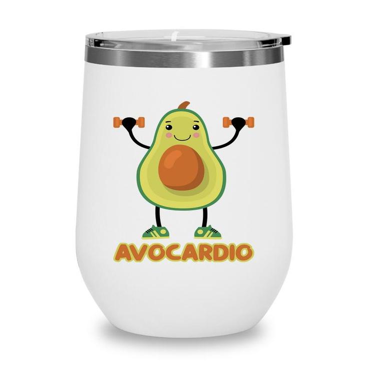 Avocardio Funny Avocado Is Gymming So Hard Wine Tumbler