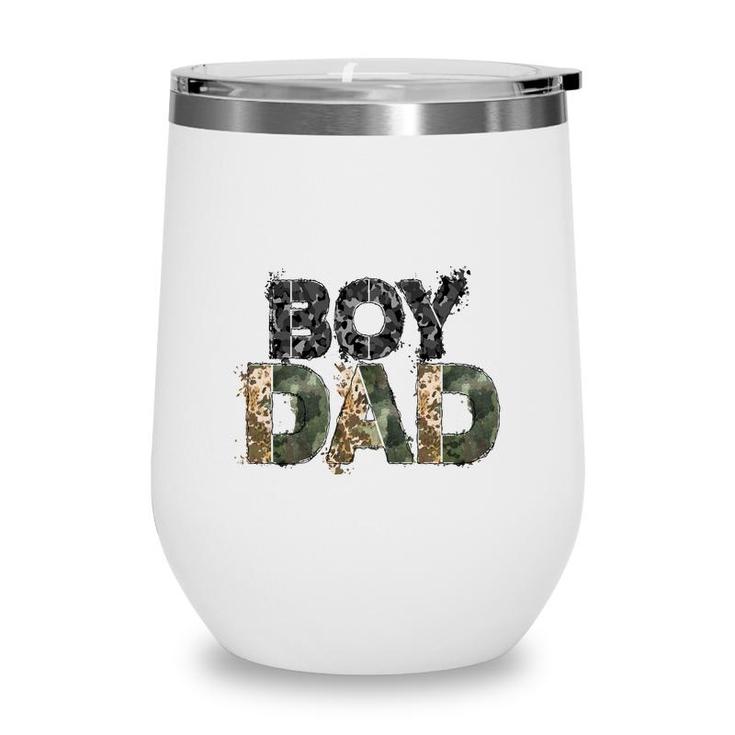 Badass Boy Dad Hero Father Leopard Design Wine Tumbler