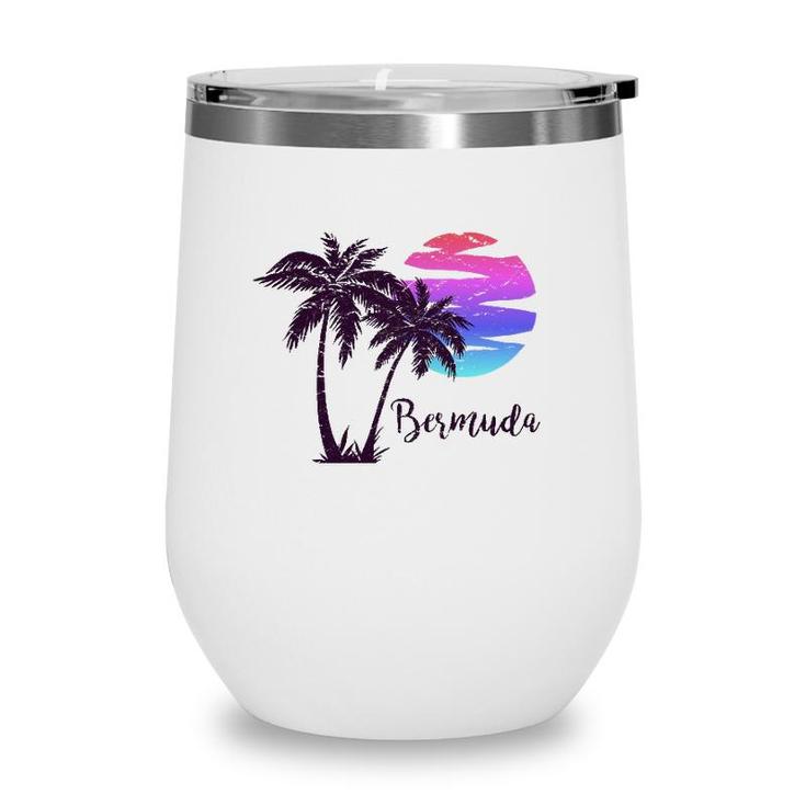 Bermuda Beach Lover Gift Palm Tree Paradise Vacation Vintage Wine Tumbler
