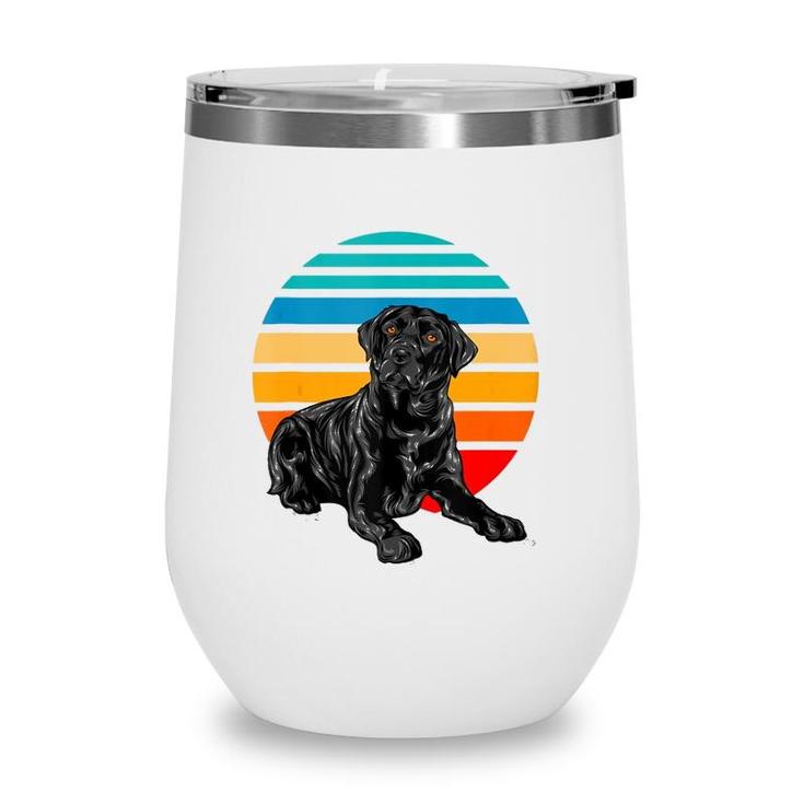 Black Labrador Dog Sunset Vintage Retro Style Black Lab  Wine Tumbler