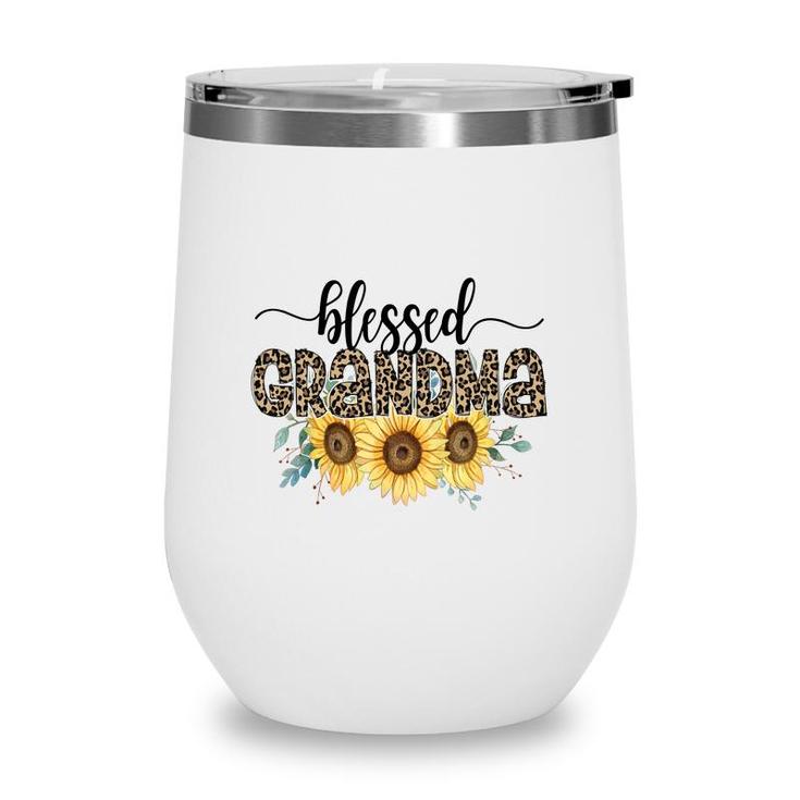 Blessed Grandma Sunflower Leopard Vintage Mothers Day Wine Tumbler