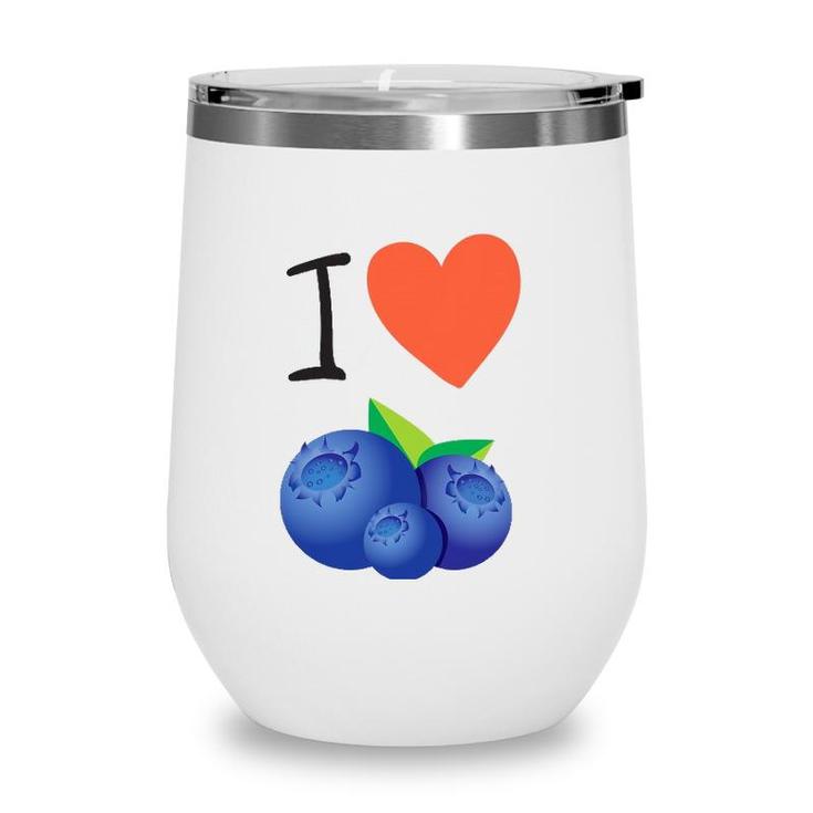 Blueberry I Love Blueberries Tee Wine Tumbler