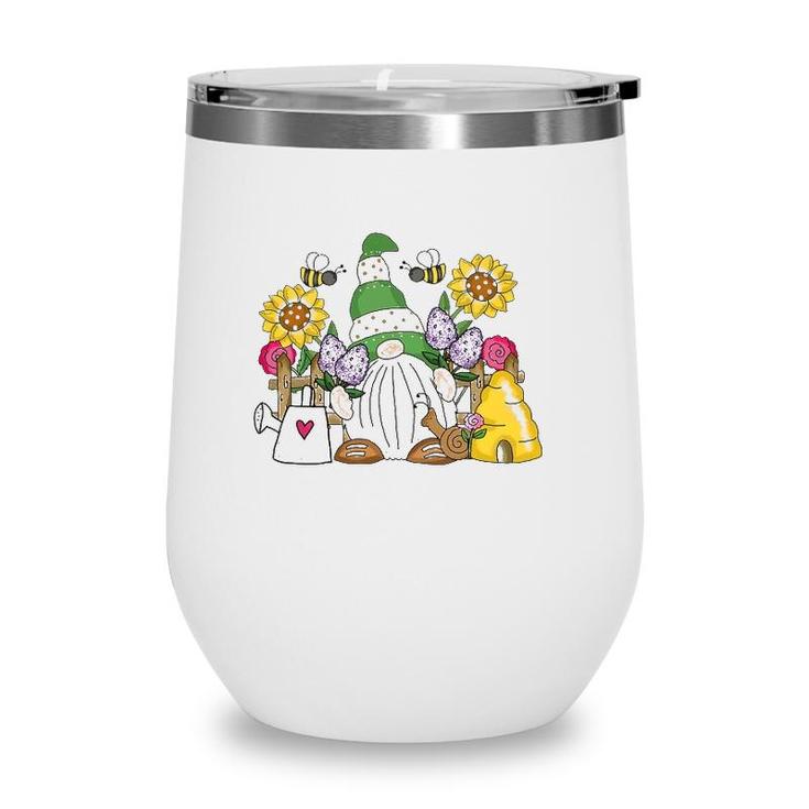 Cute Flower Garden Gnome With Bees And Flowers Gift Gardener Wine Tumbler