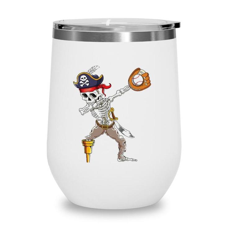 Dab Skeleton  Dabbing Skeleton Pirate Baseball Wine Tumbler