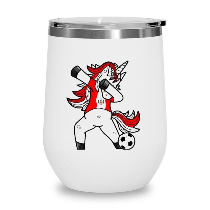 Dabbing Soccer Unicorn Peru Peruvians Football Wine Tumbler