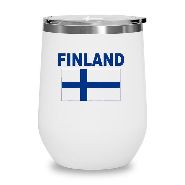 Finland Flag Cool Finnish Suomi Flags Gift Top Tee Wine Tumbler