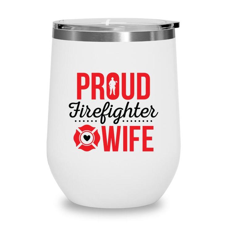 Firefighter Proud Wife Red Black Graphic Meaningful Wine Tumbler