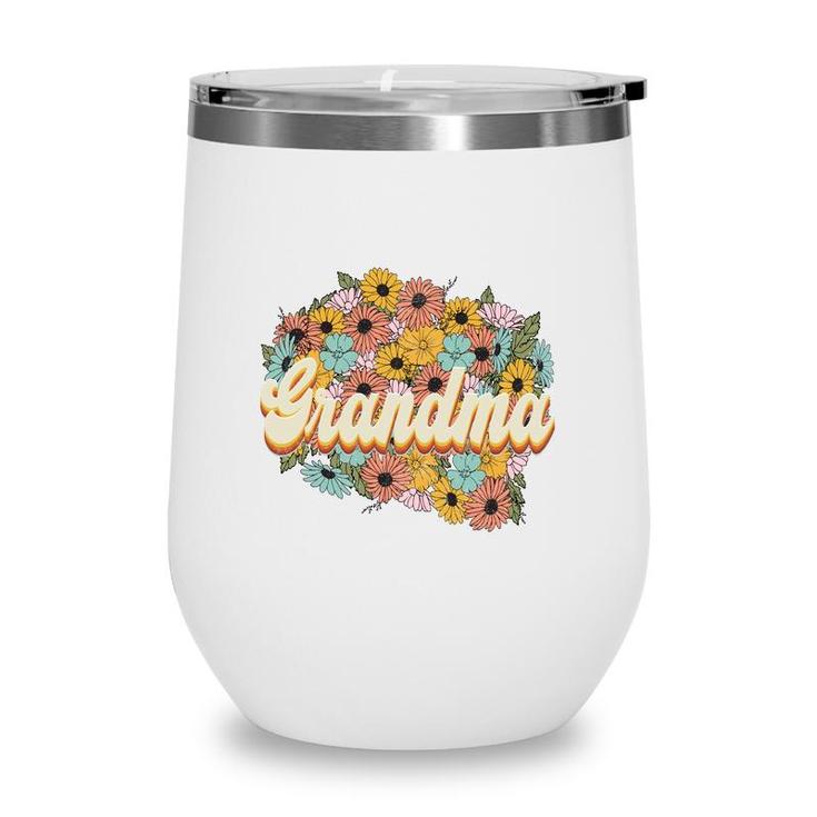 Florals Retro Grandma Flower Vintage Mothers Day Wine Tumbler