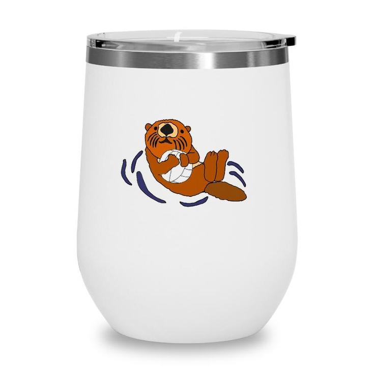 Funny Sea Otter Volleyball Lovers Gift Wine Tumbler
