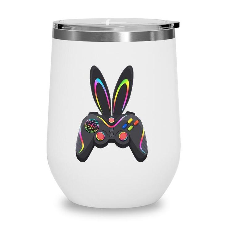 Gaming Controller With Bunny Ears Funny Easter Video Game Wine Tumbler