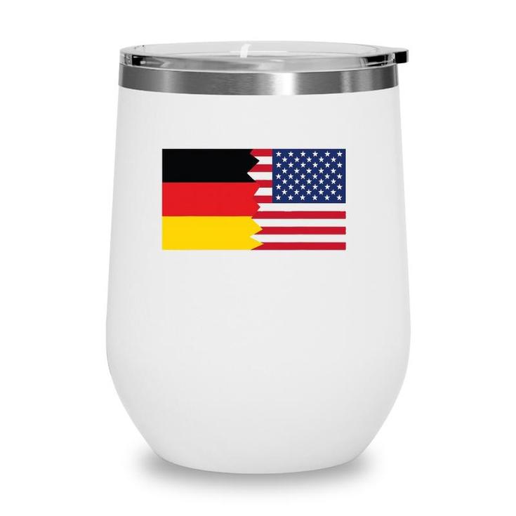 German American Half Germany Half America Flag Wine Tumbler