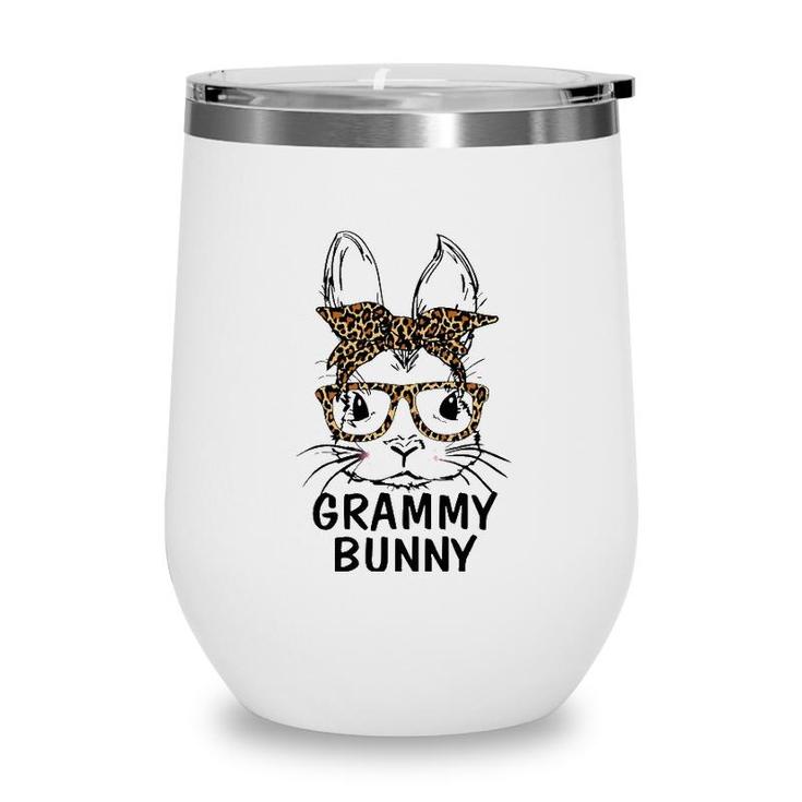 Grammy Bunny Face Leopard Print Glasses Easter Day Wine Tumbler