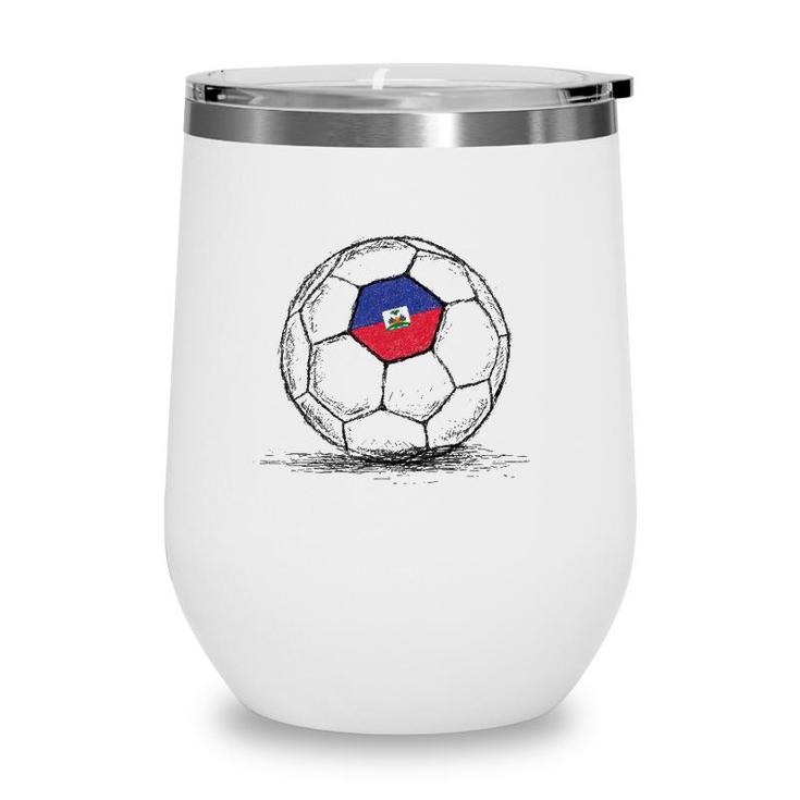Haiti Haitian Flag Design On Soccer Ball Wine Tumbler