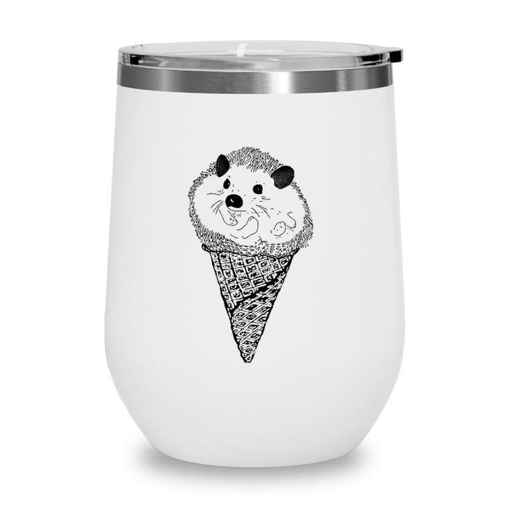 Hedgie Cone Funny Hedgehog Ice Cream Graphic Wine Tumbler