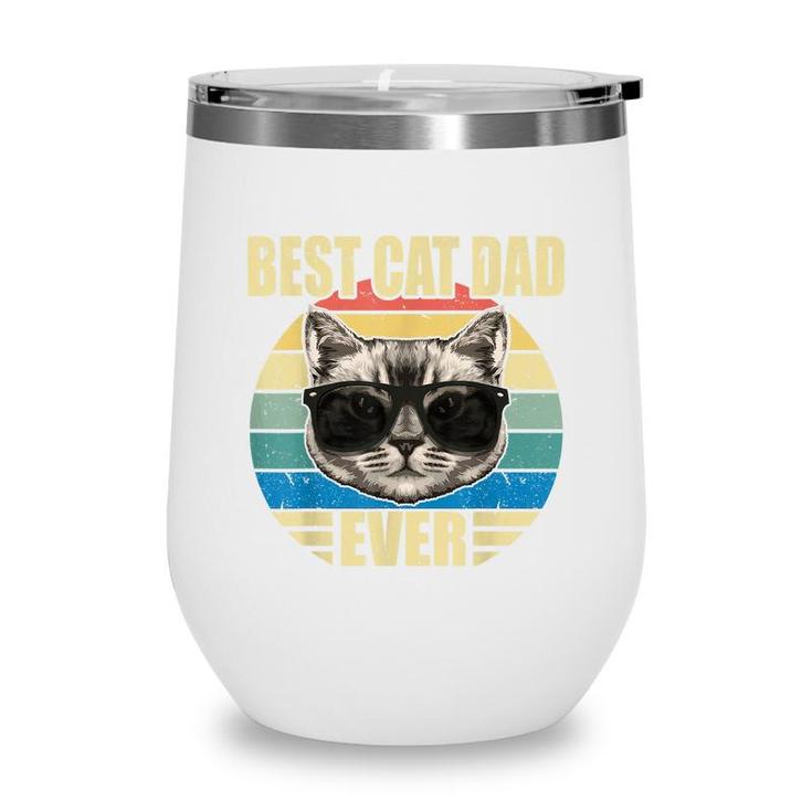 Mens Funny Vintage Cat Daddy  Fathers Day Best Cat Dad Ever  Wine Tumbler