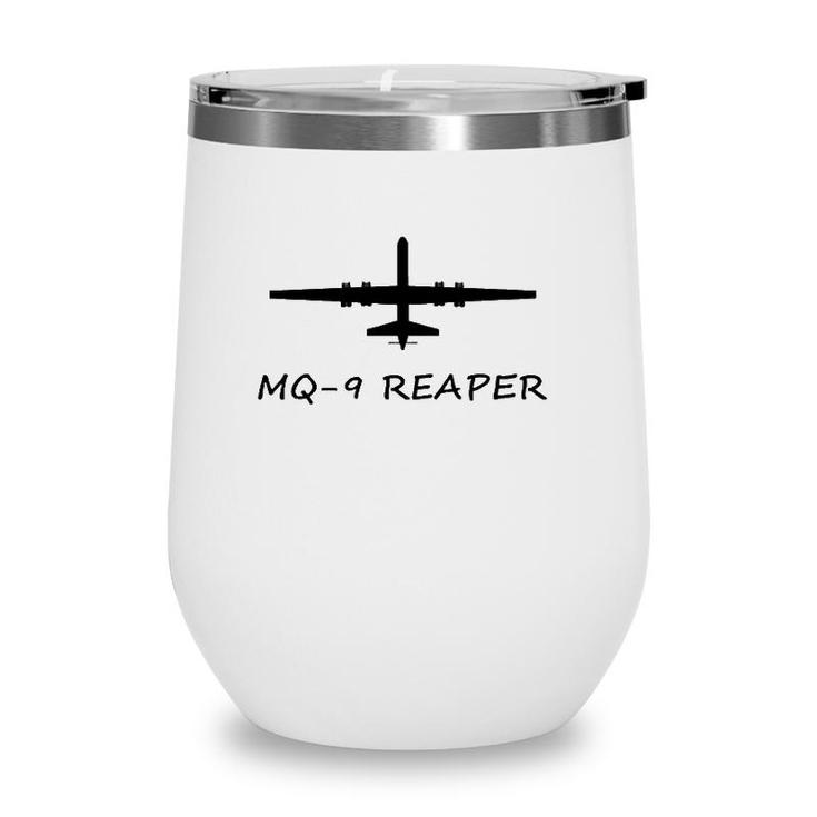 Mq-9 Reaper Drone Aircraft American Flag Demon  Wine Tumbler