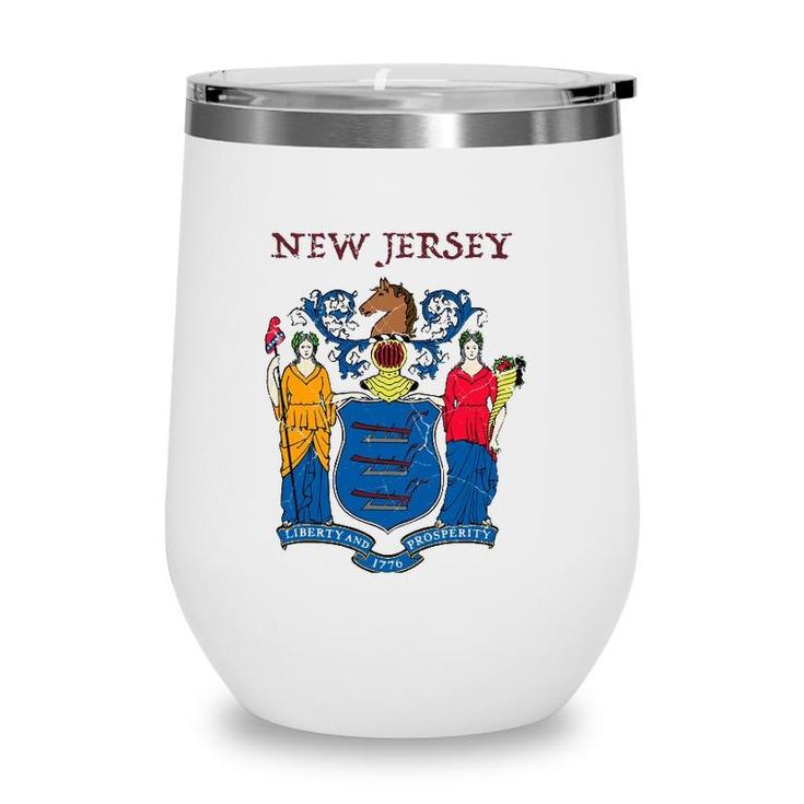 New Jersey State Seal Flag Wine Tumbler