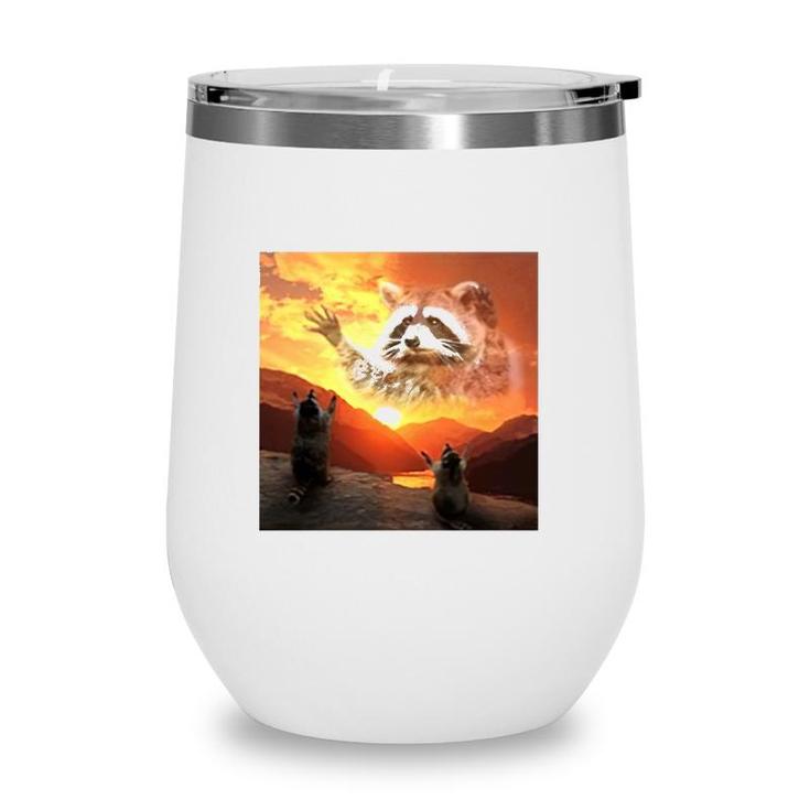 Praise The Lord Raccoon Funny Meme Wine Tumbler | Mazezy