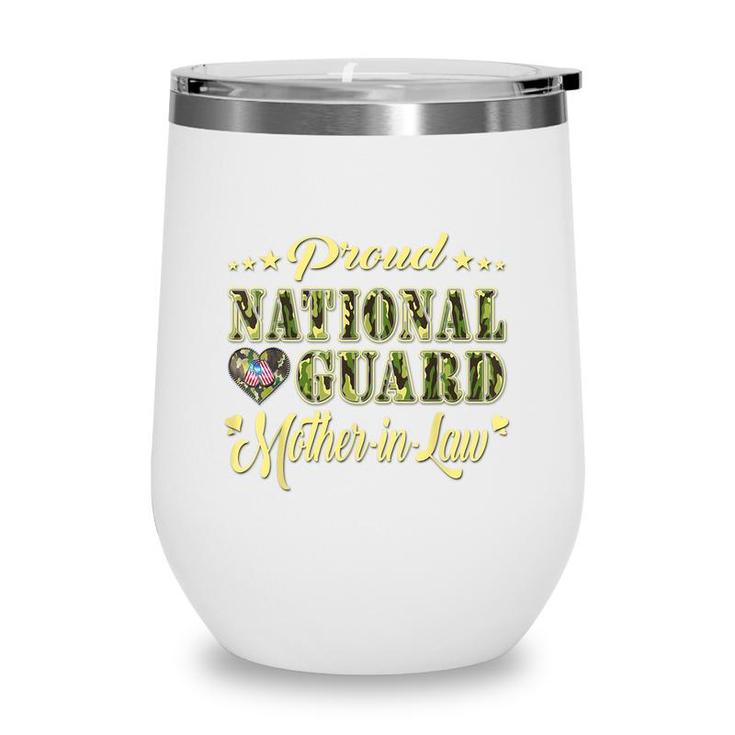 Proud National Guard Mother-In-Law Dog Tags Heart Army Mom  Wine Tumbler