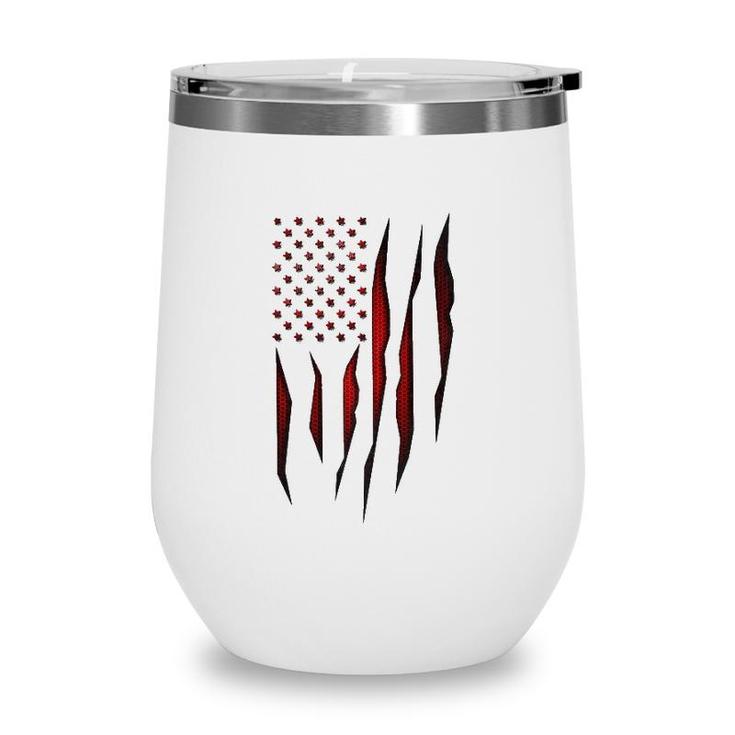 Red Carbon Fiber Onyx American Flag  Wine Tumbler