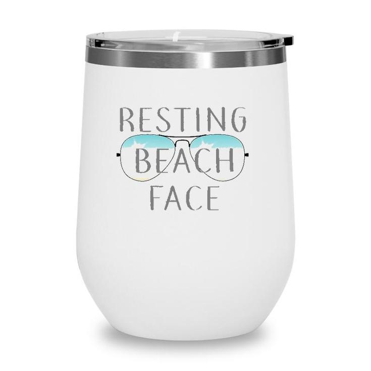 Resting Beach Face Summer Tee  With Sunglasses Wine Tumbler